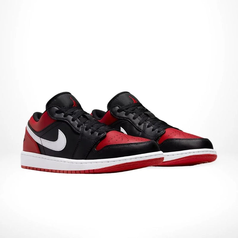 Air Jordan 1 Low Black & Red Leather Sneakers