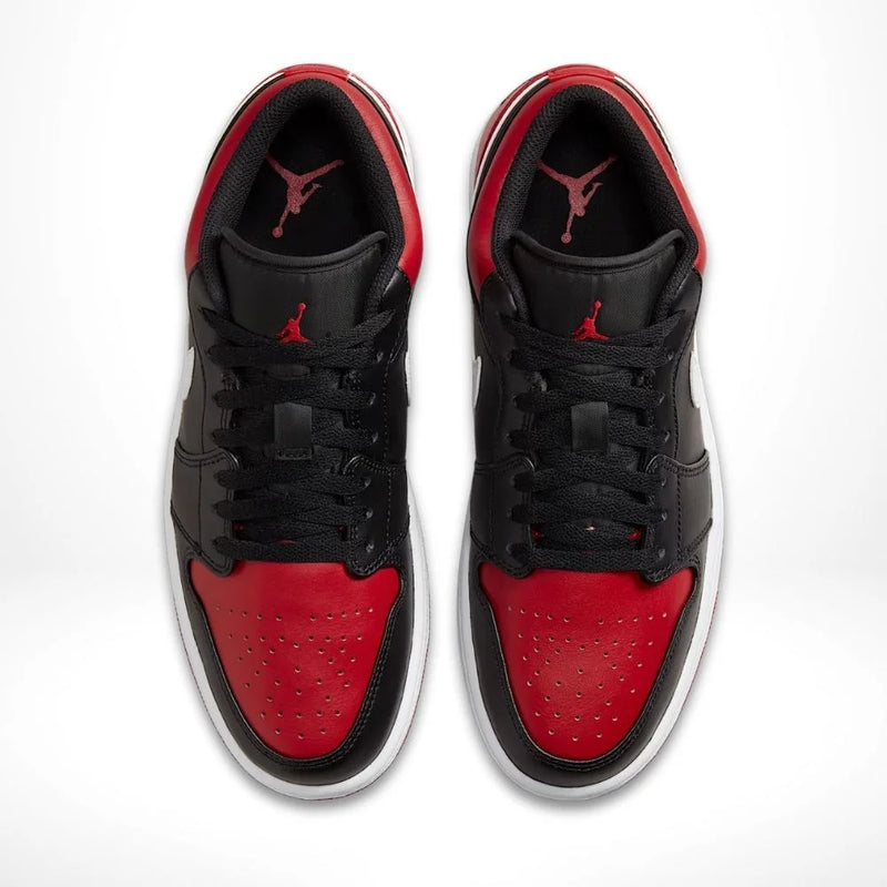 Air Jordan 1 Low Black & Red Leather Sneakers